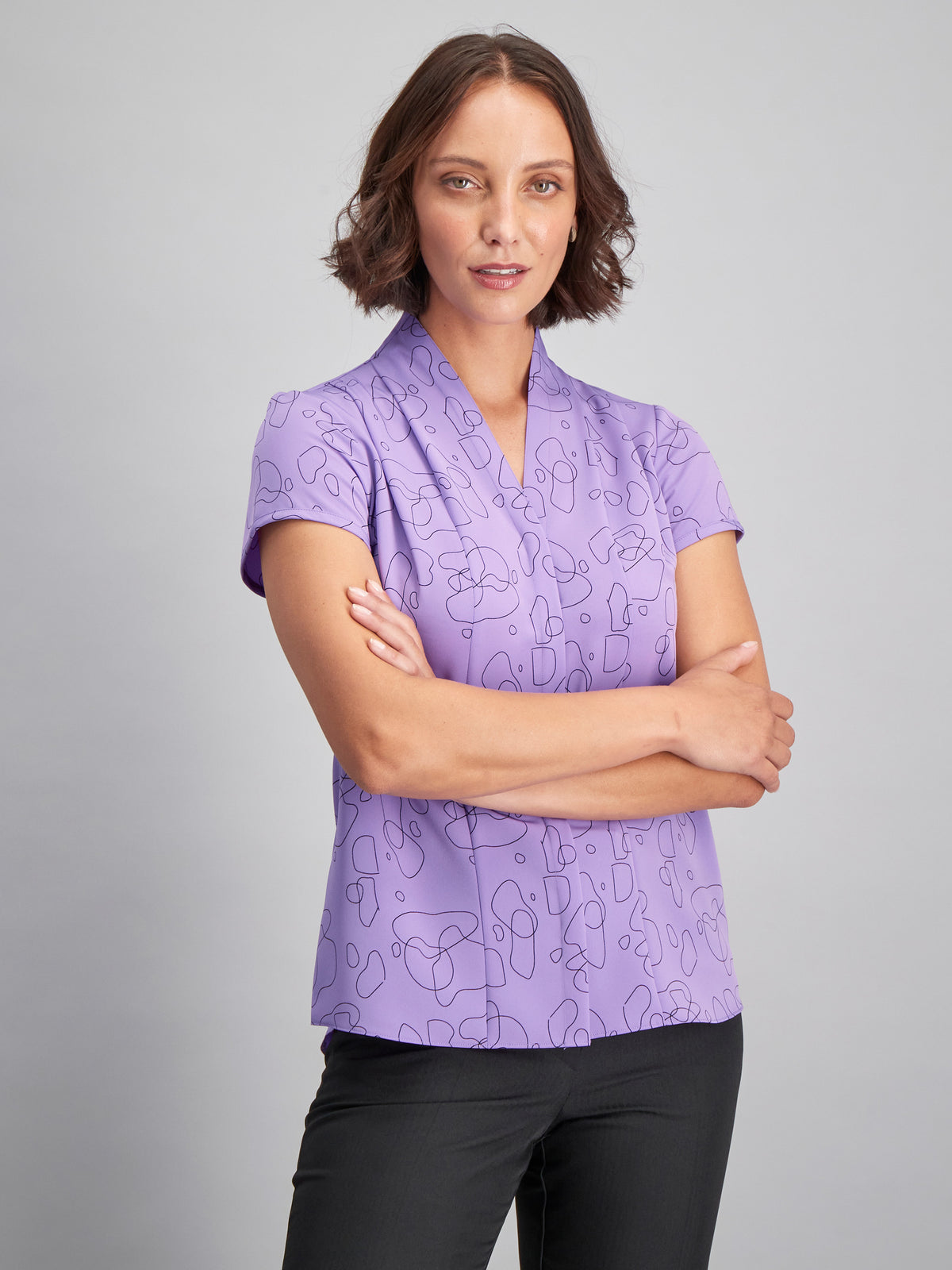 Amelia pleated blouse - purple print