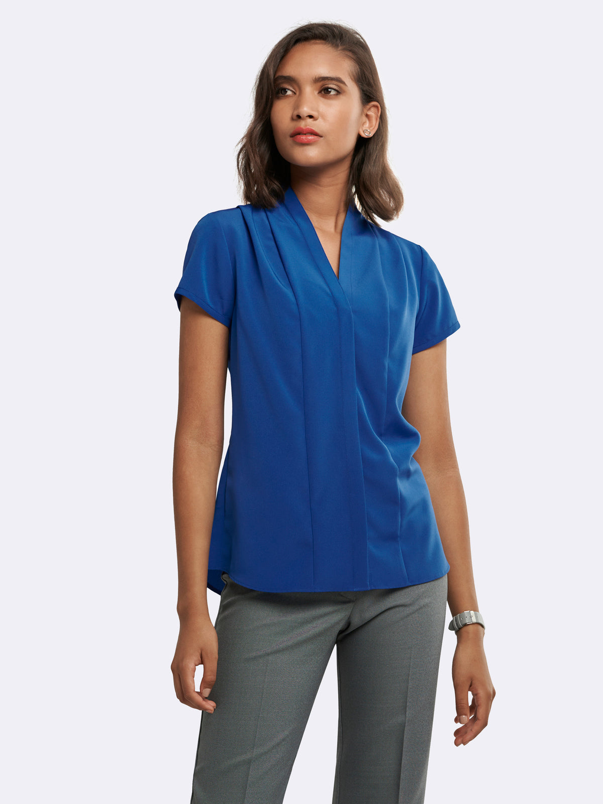 Amelia pleated blouse - bright blue