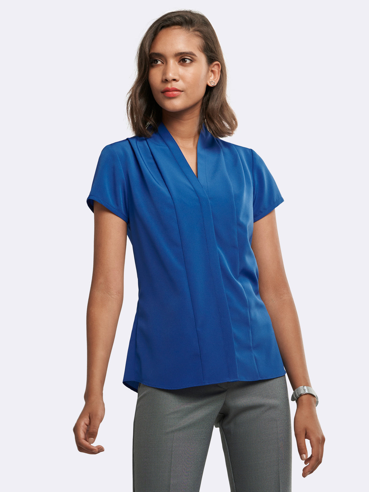 Amelia pleated blouse - bright blue