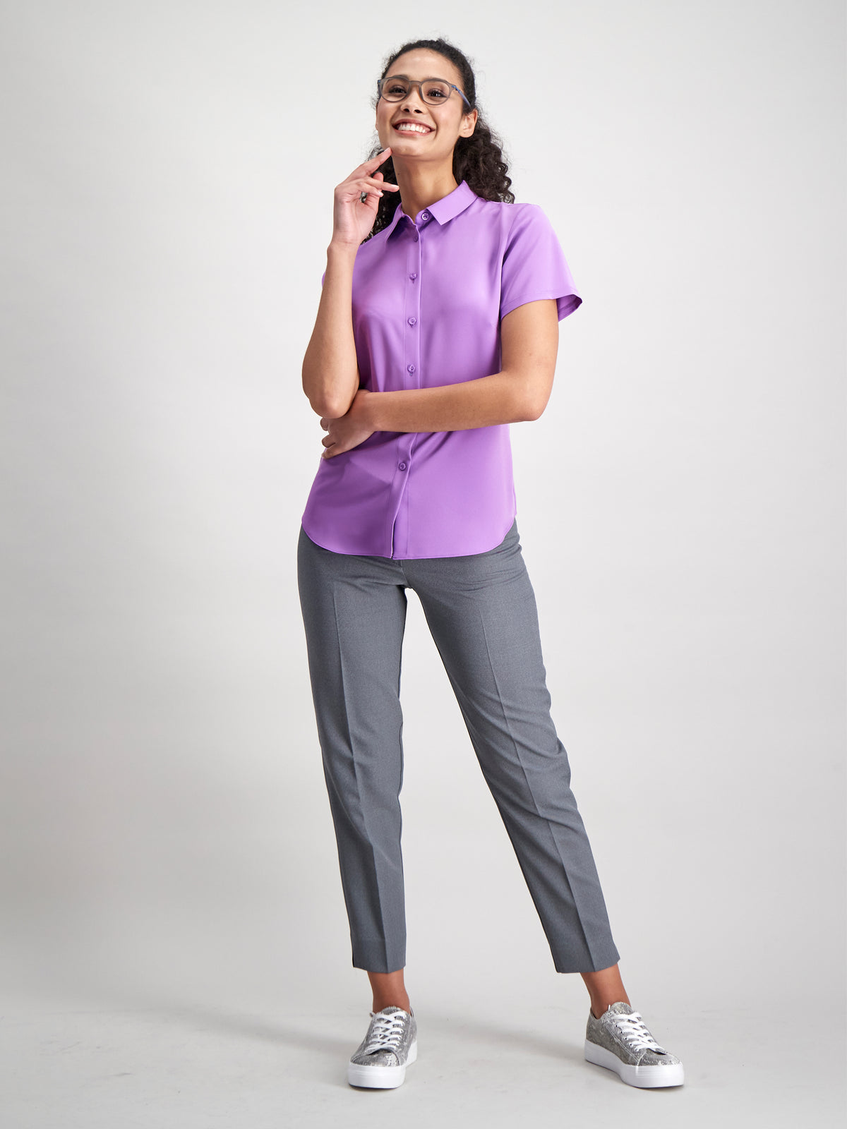 Carrie classic buttoned shirt- purple