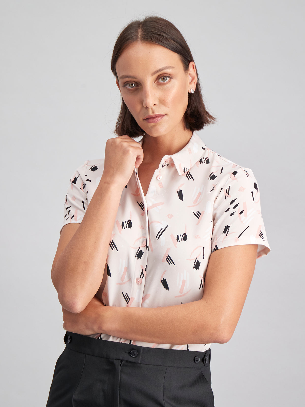 Carrie classic buttoned shirt - pink print