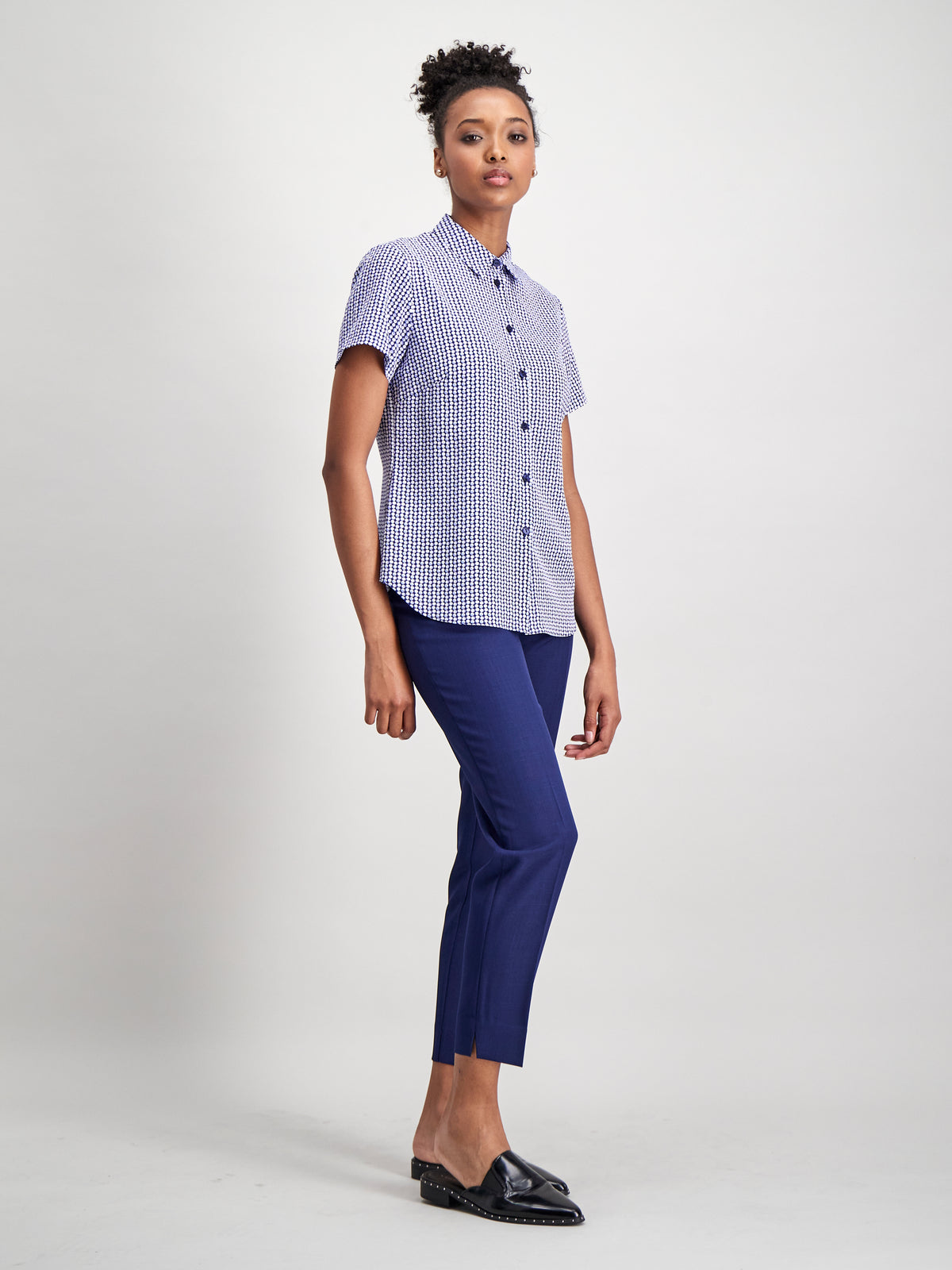 Carrie classic buttoned shirt - blue print