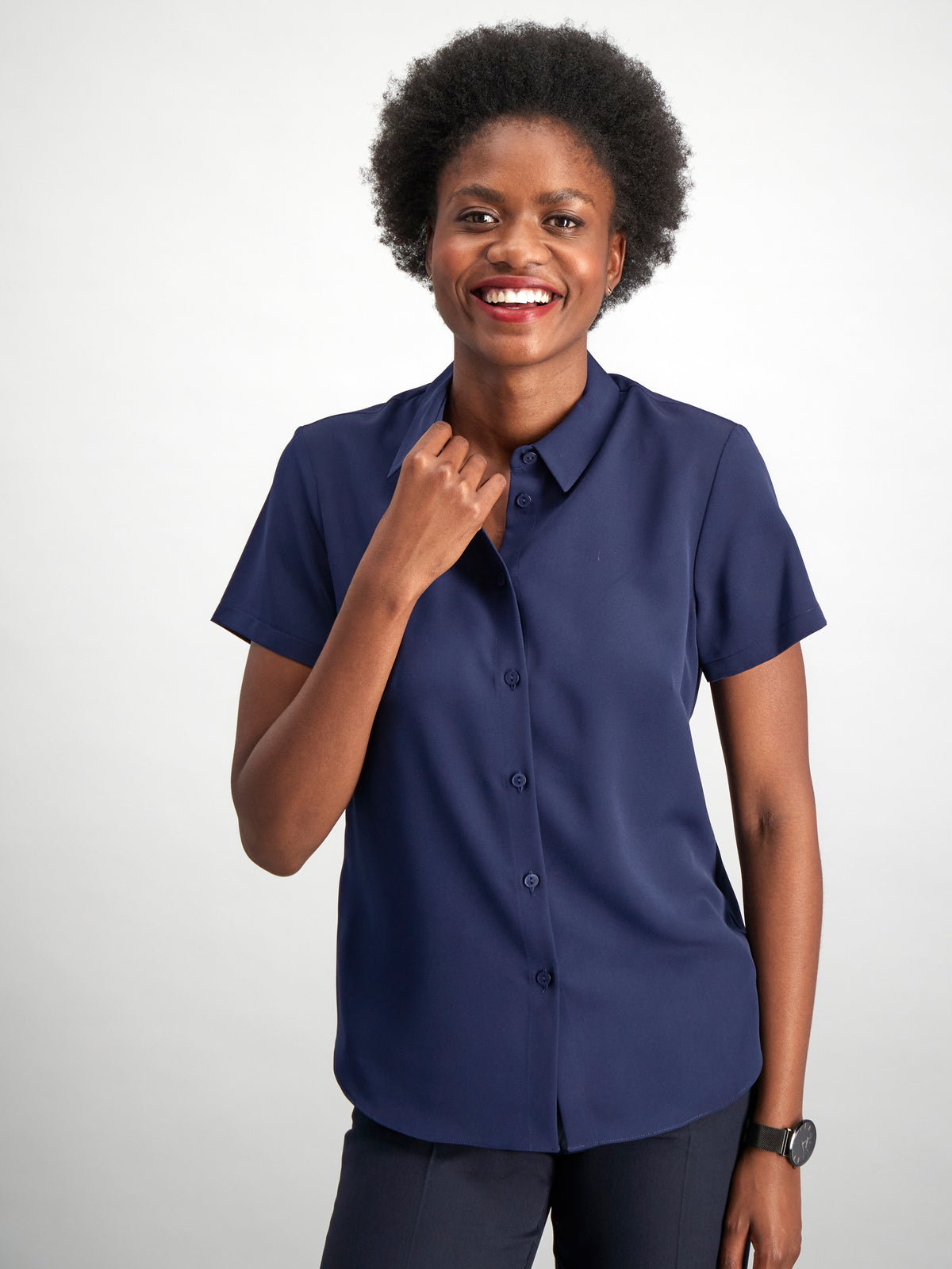 Carrie classic buttoned shirt - navy