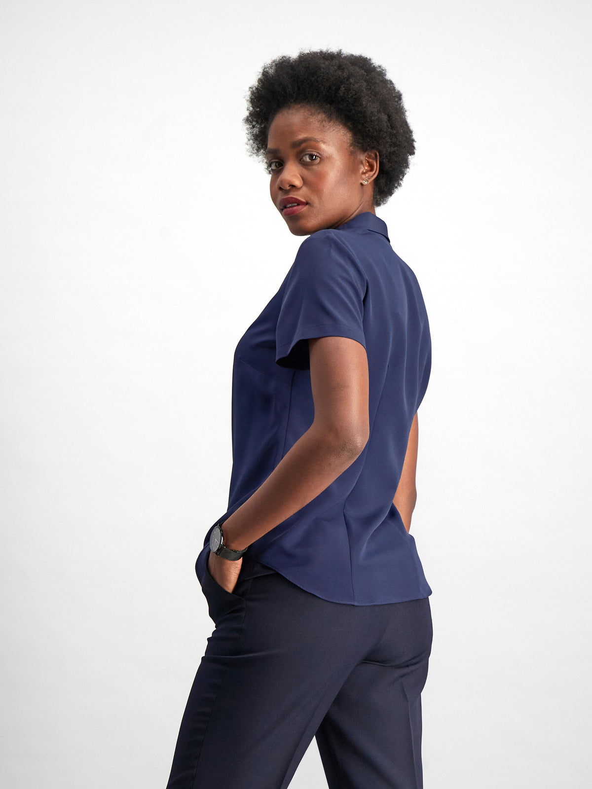 Carrie classic buttoned shirt - navy
