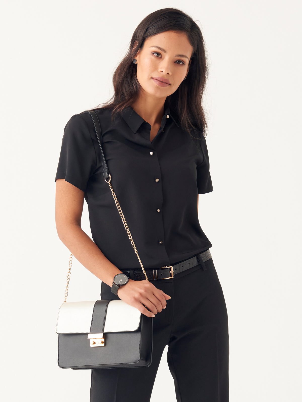 Carrie classic buttoned shirt - black