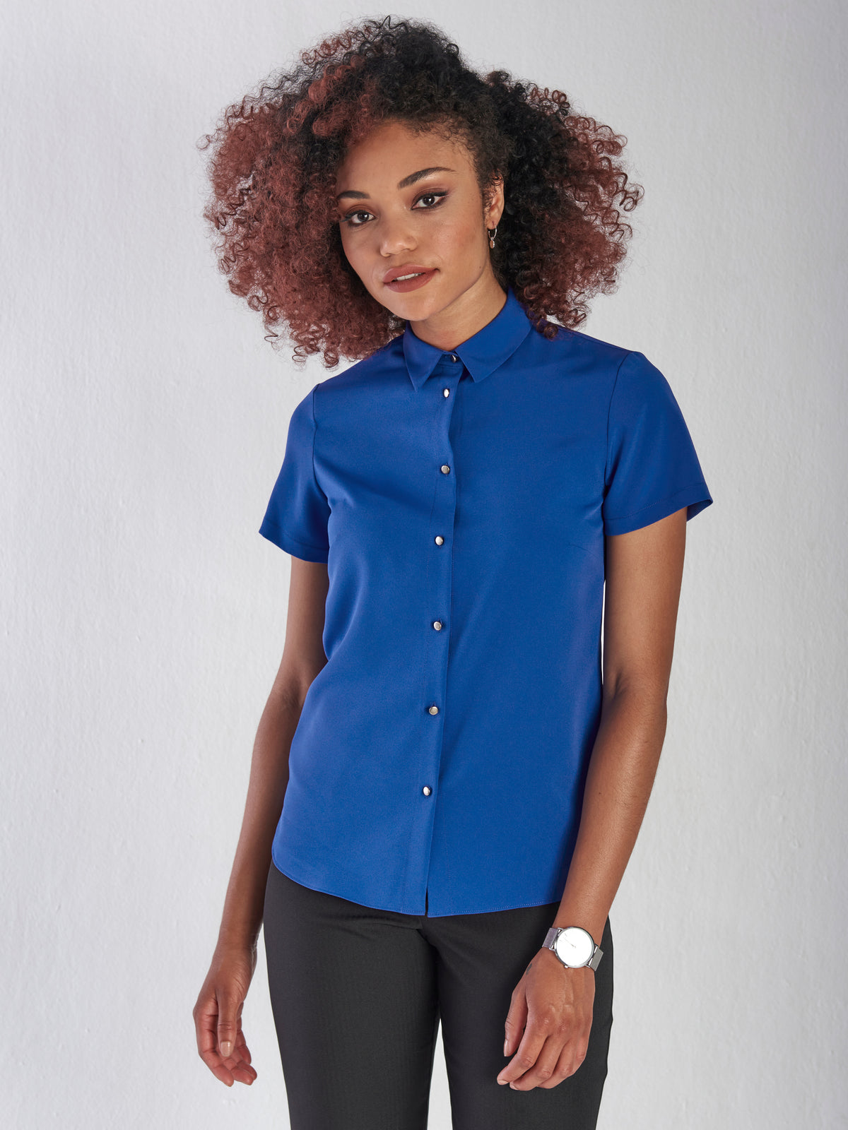 Carrie classic buttoned shirt - bright blue