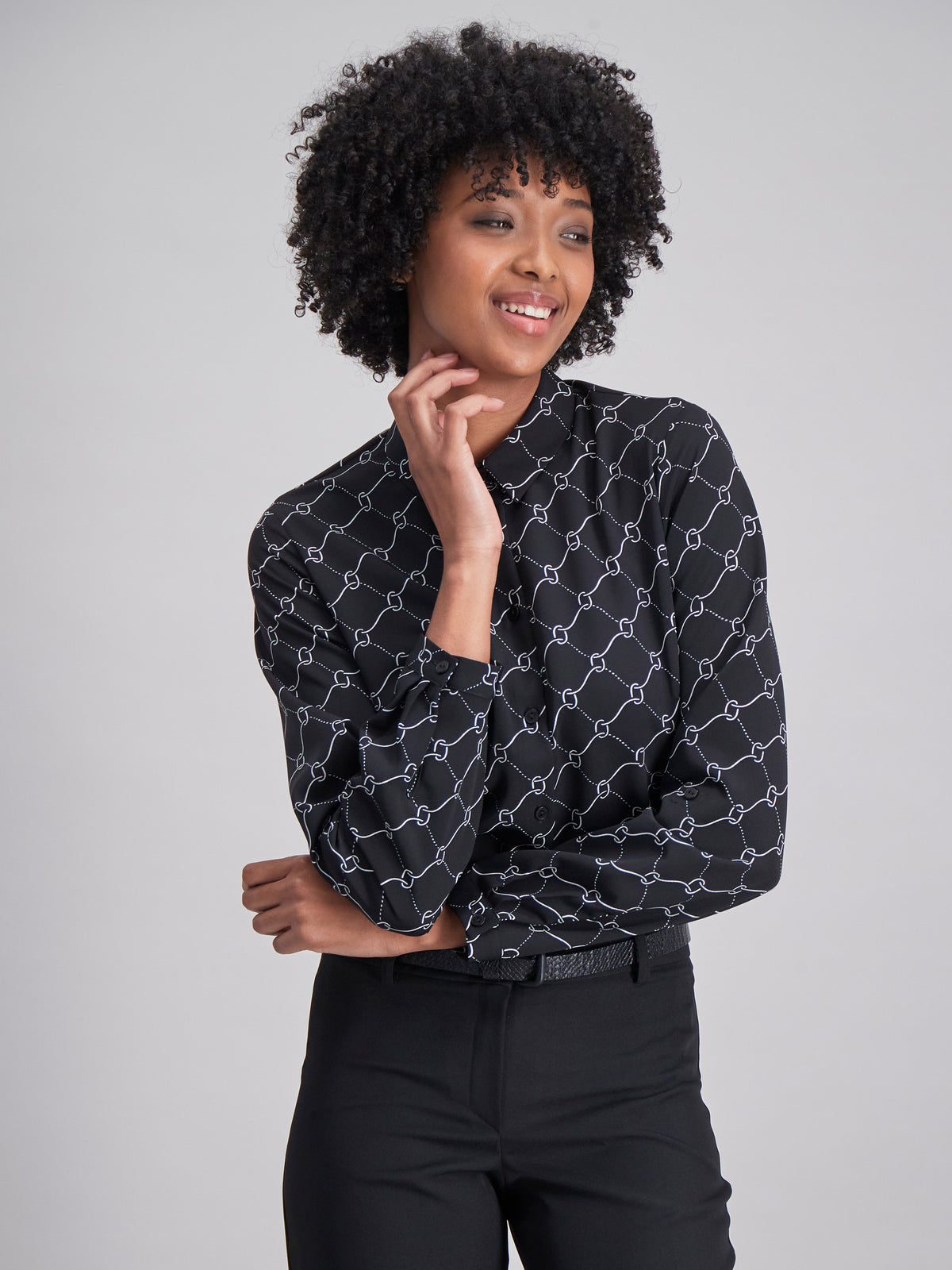 Cathy classic buttoned shirt - blk/white