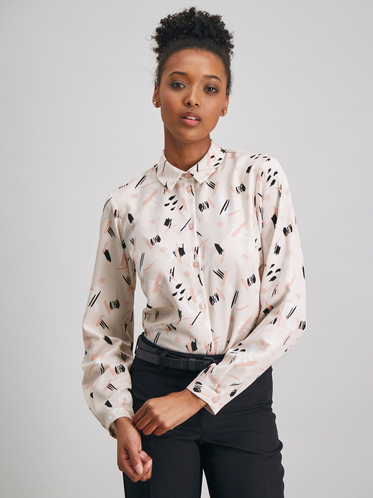Cathy classic buttoned shirt -pink print