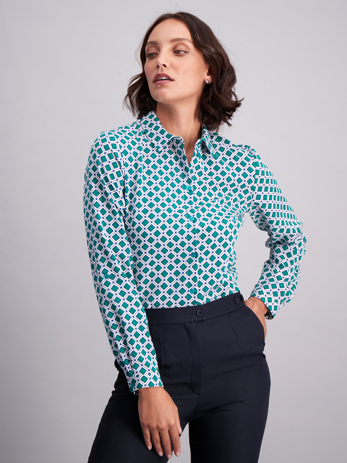 Cathy classic buttoned shirt - green print