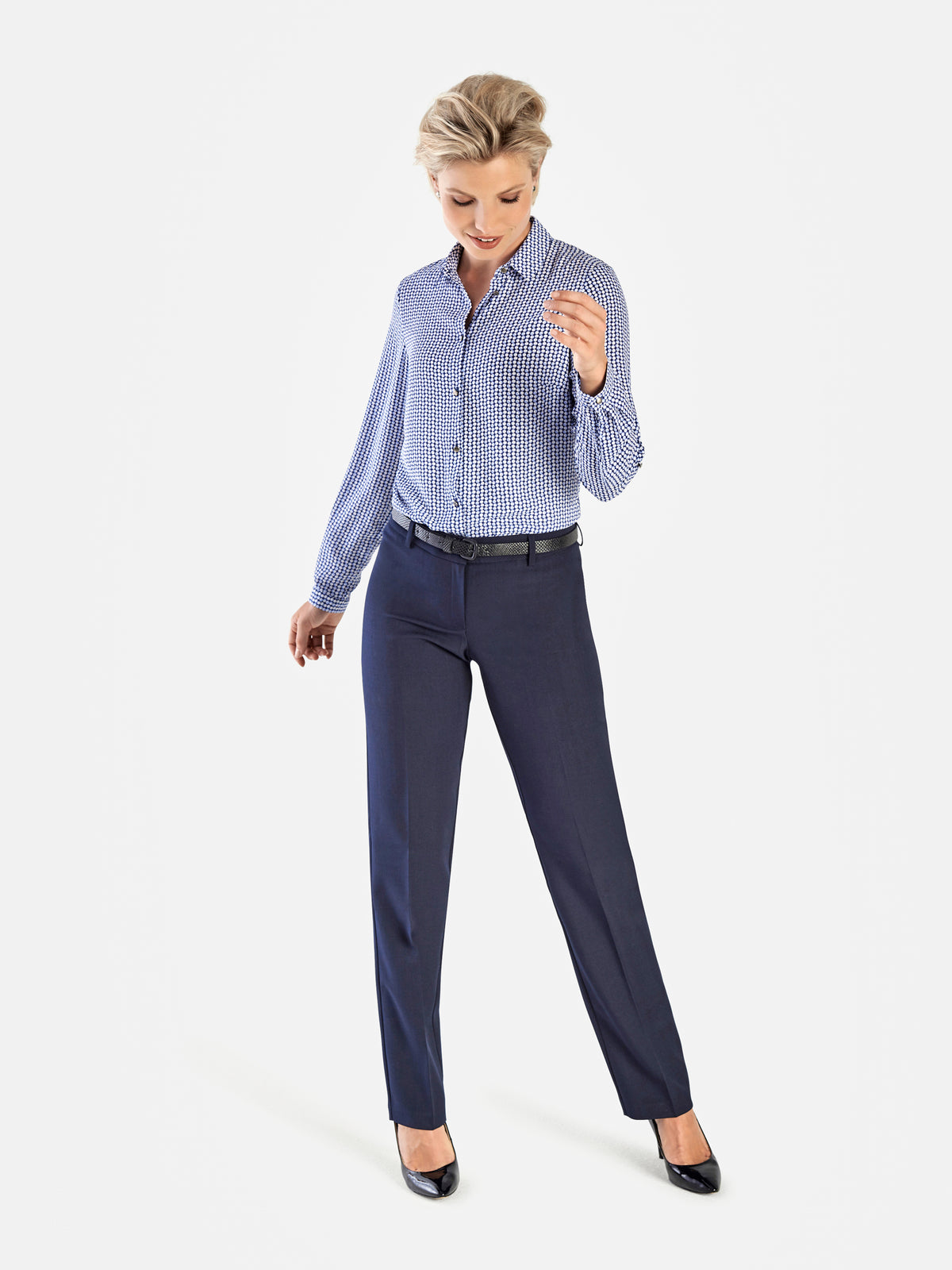 Cathy classic buttoned shirt - blue print