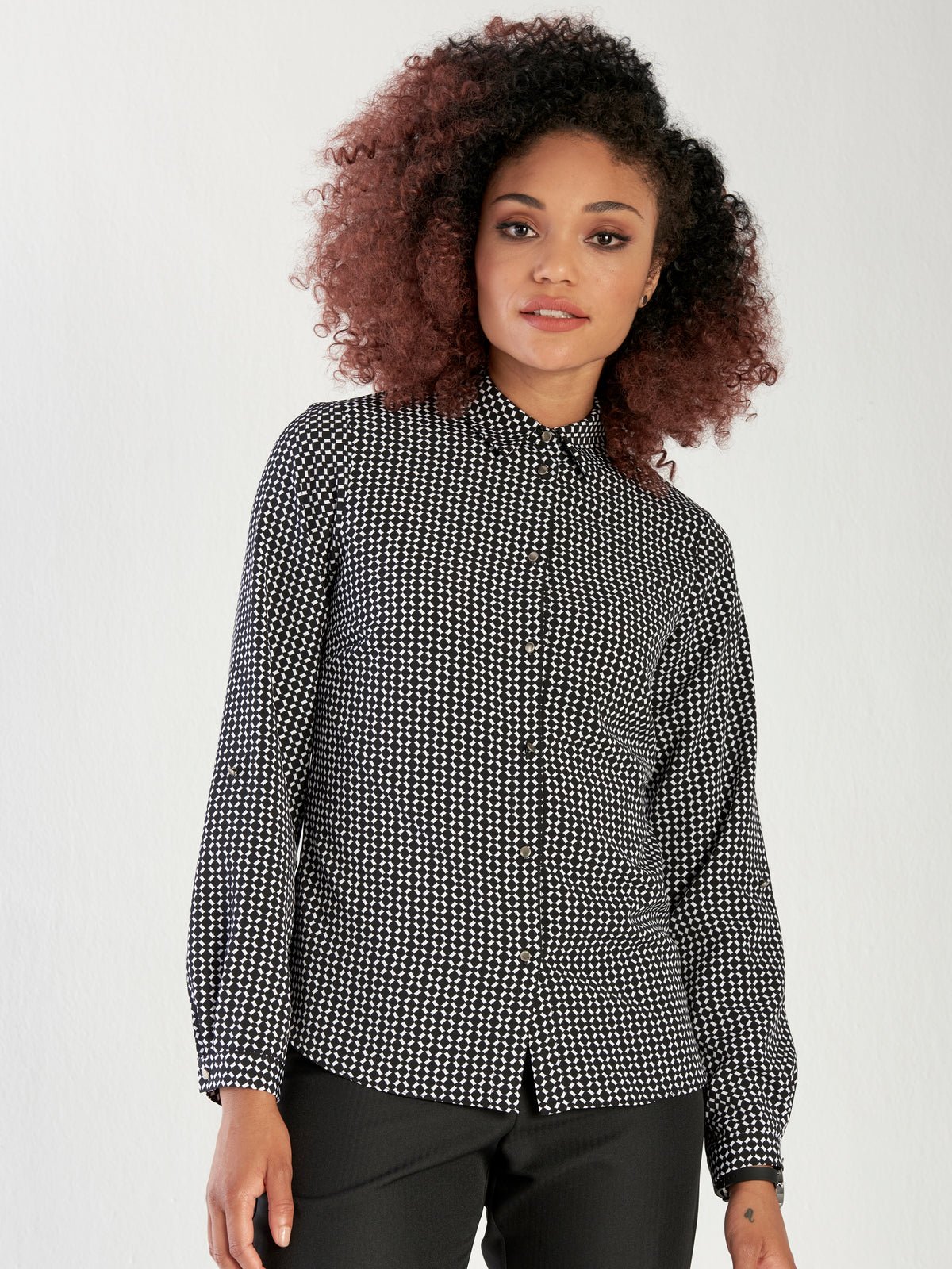 Cathy classic buttoned shirt -blk/white