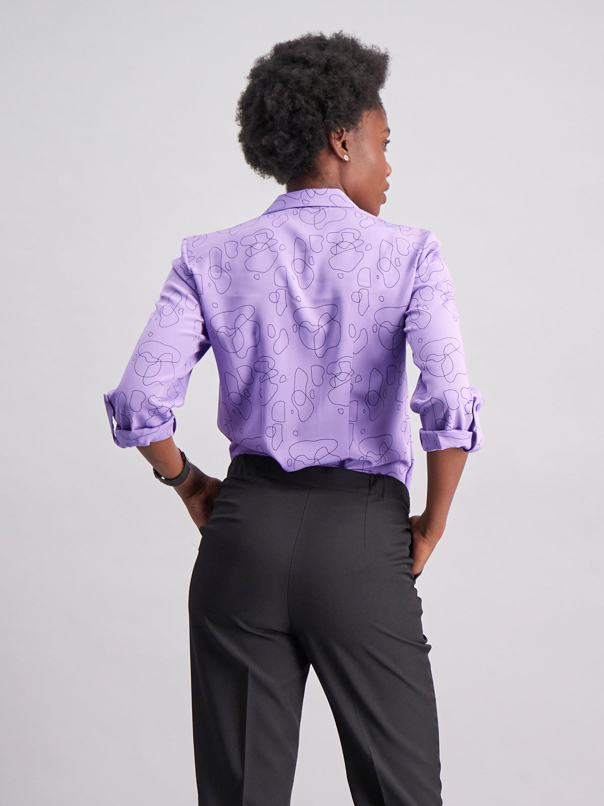 Cathy classic buttoned shirt -purple print