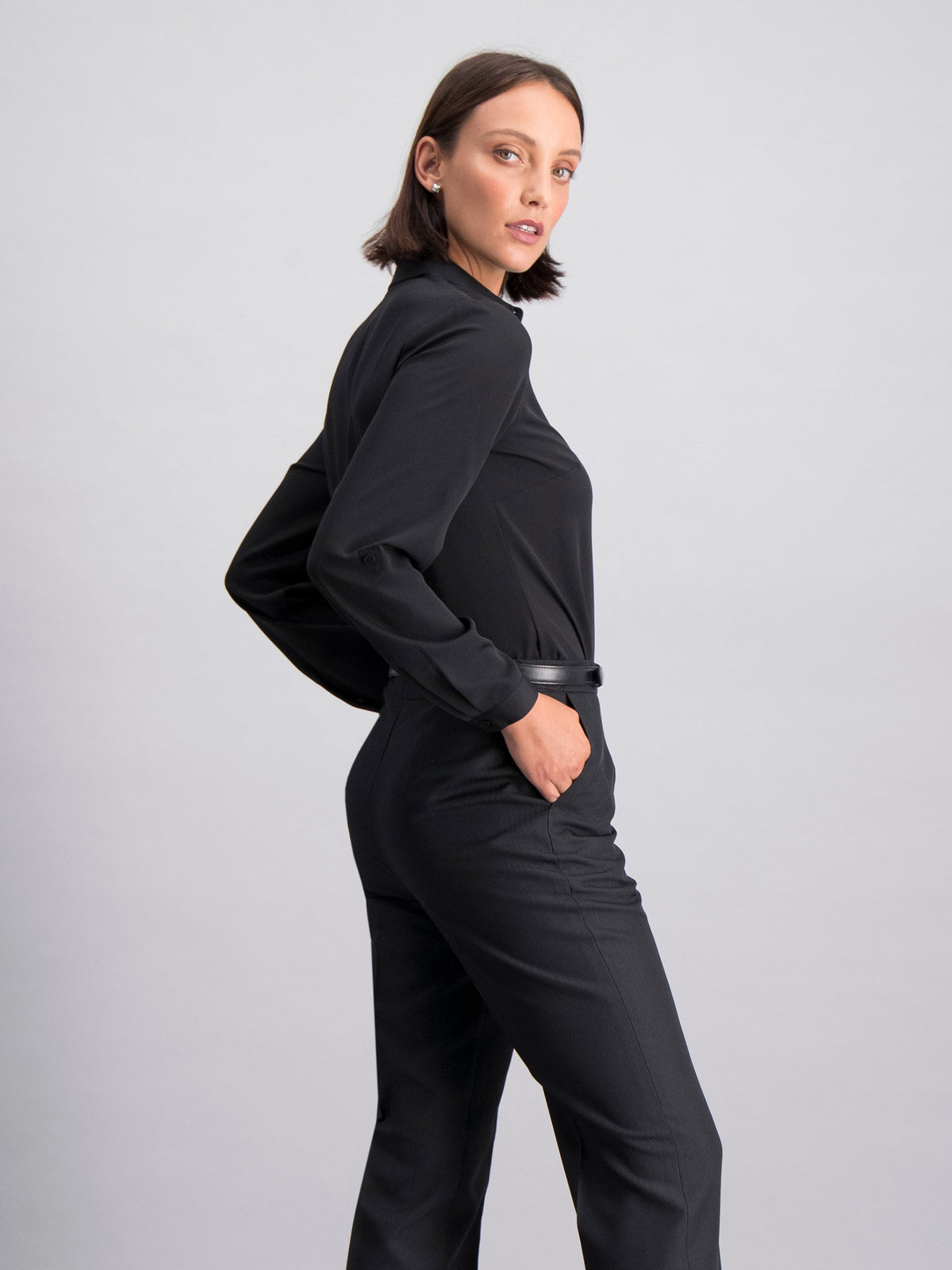 Cathy classic buttoned shirt - black