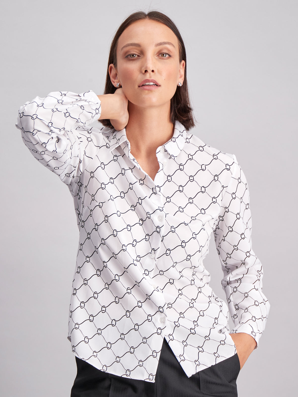 Cathy classic buttoned shirt -white/blk
