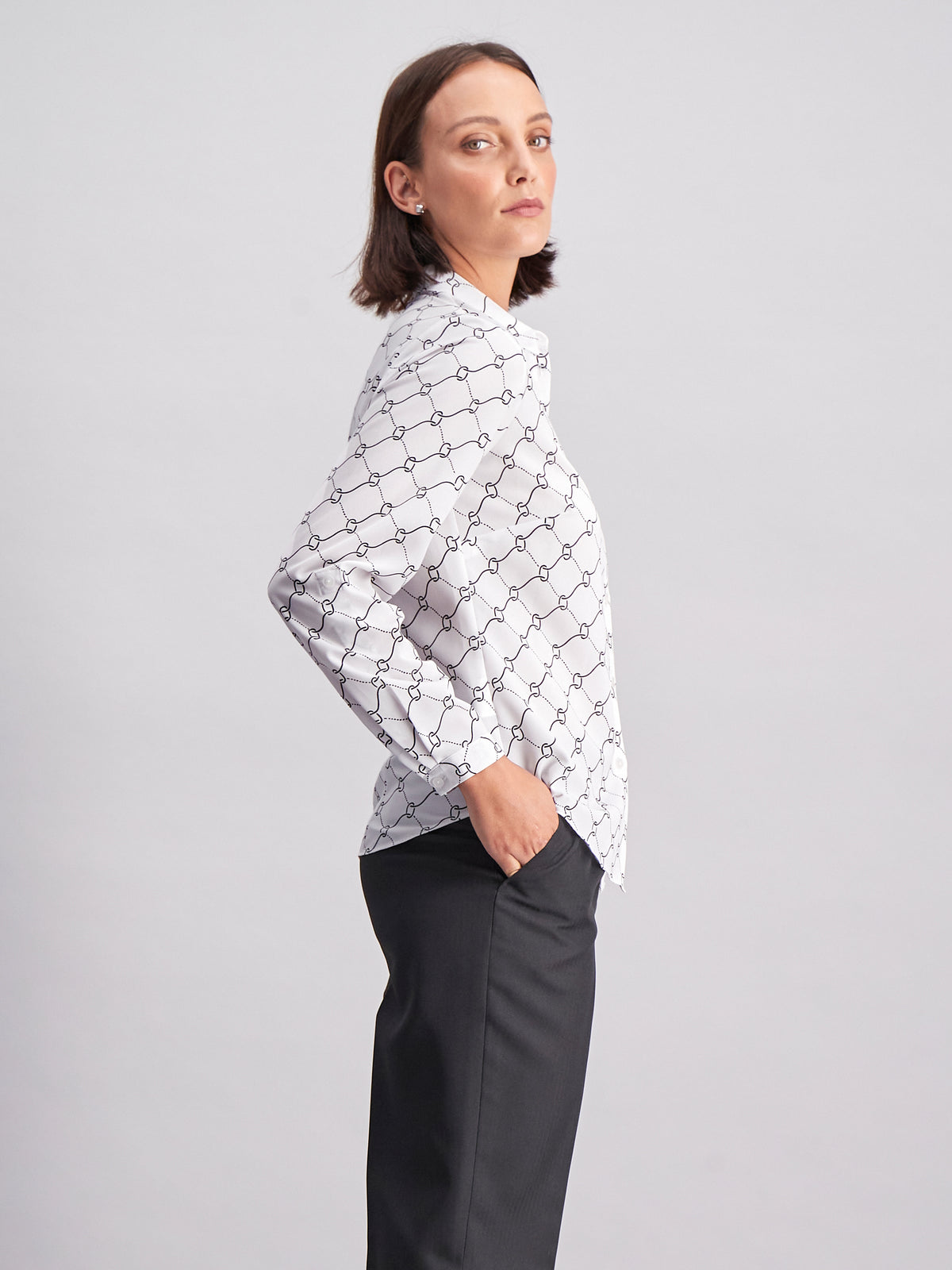 Cathy classic buttoned shirt -white/blk