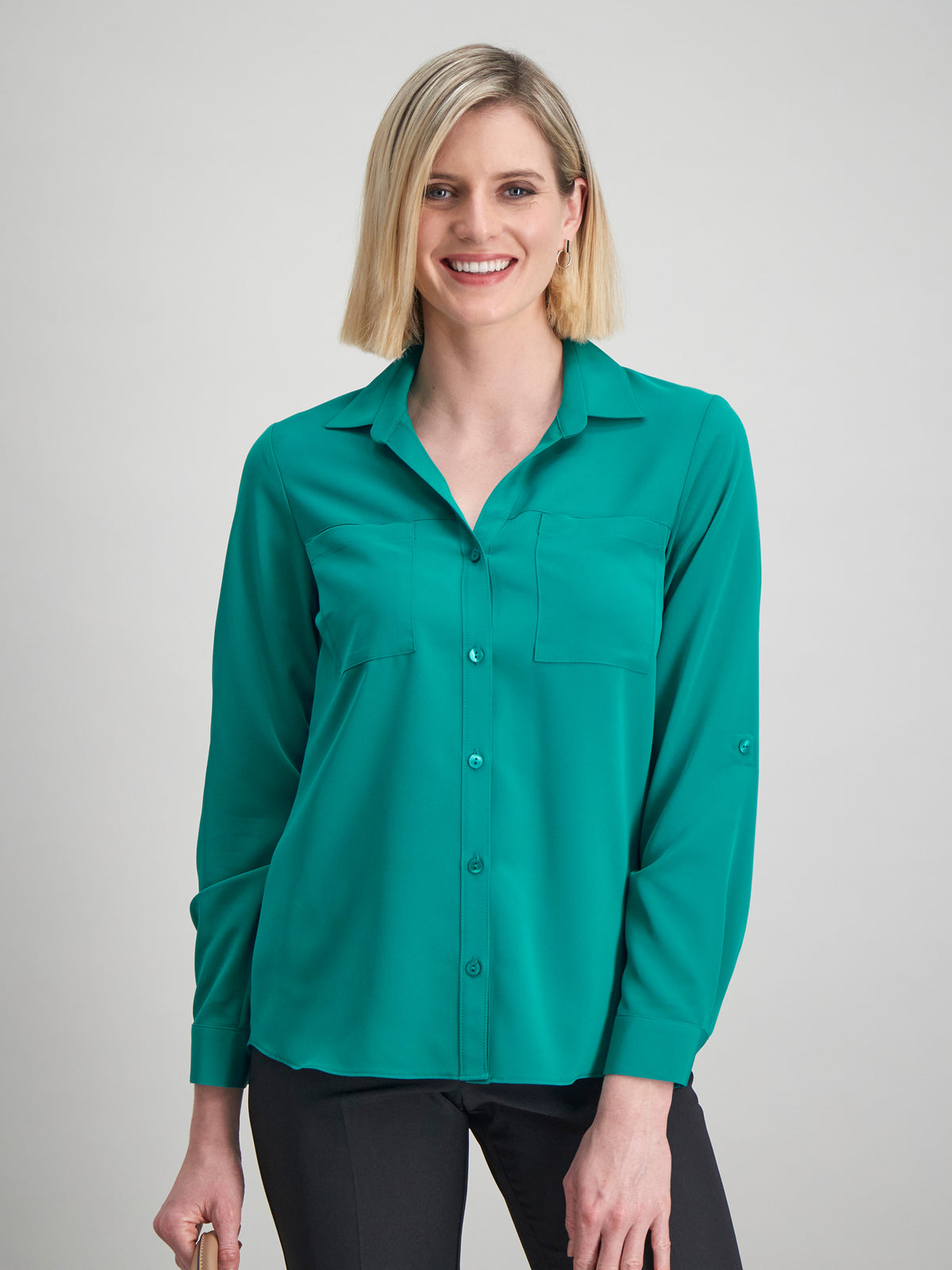 Evelyn pocket flowy shirt - green