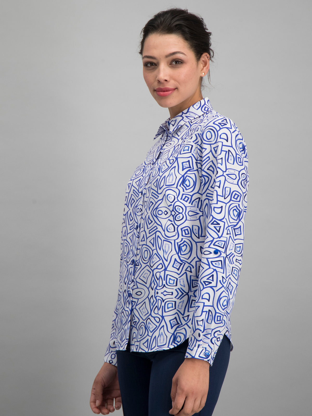 Cathy classic buttoned shirt -blue/white