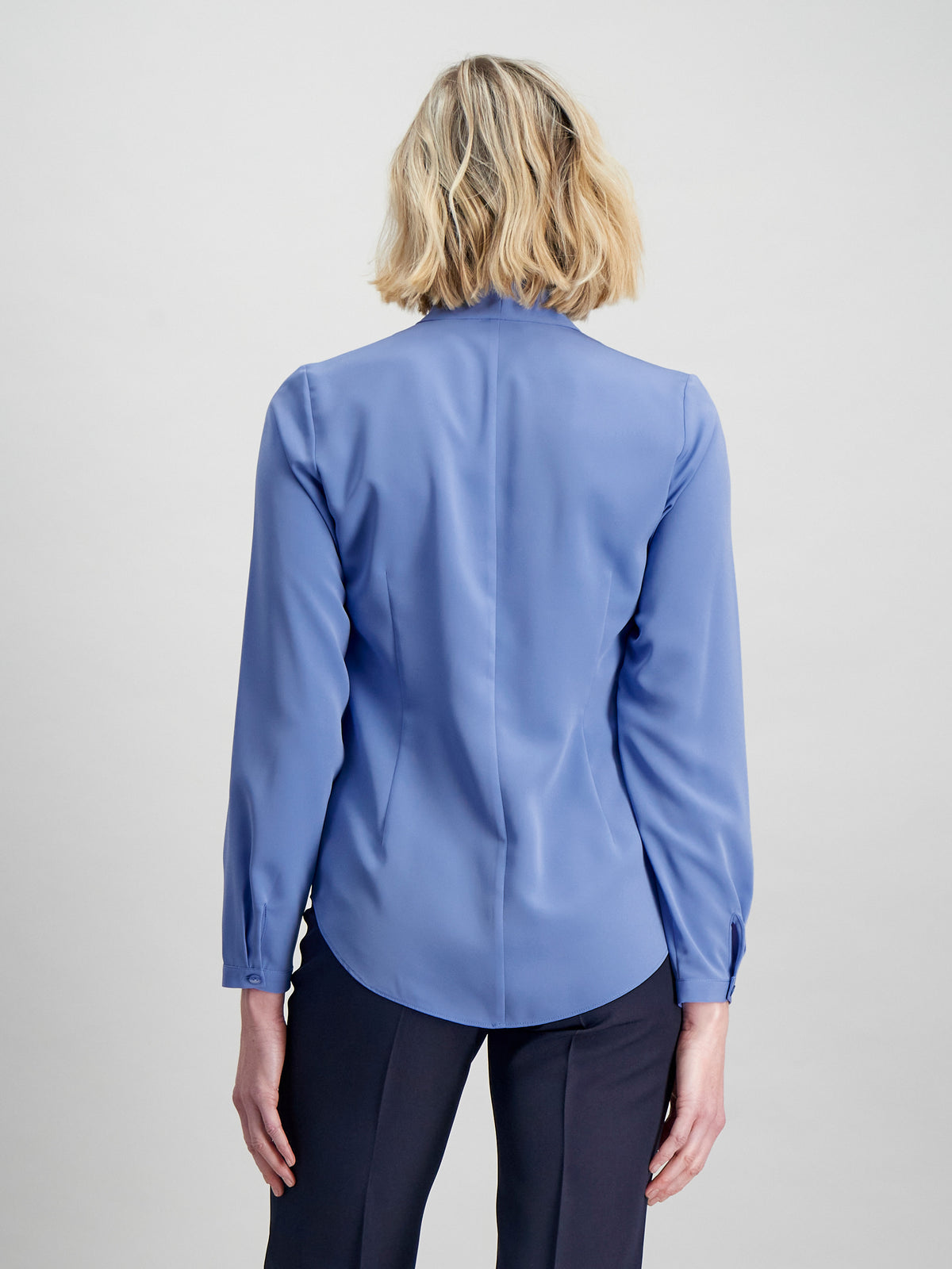 Misha pleated V-neck blouse- light blue