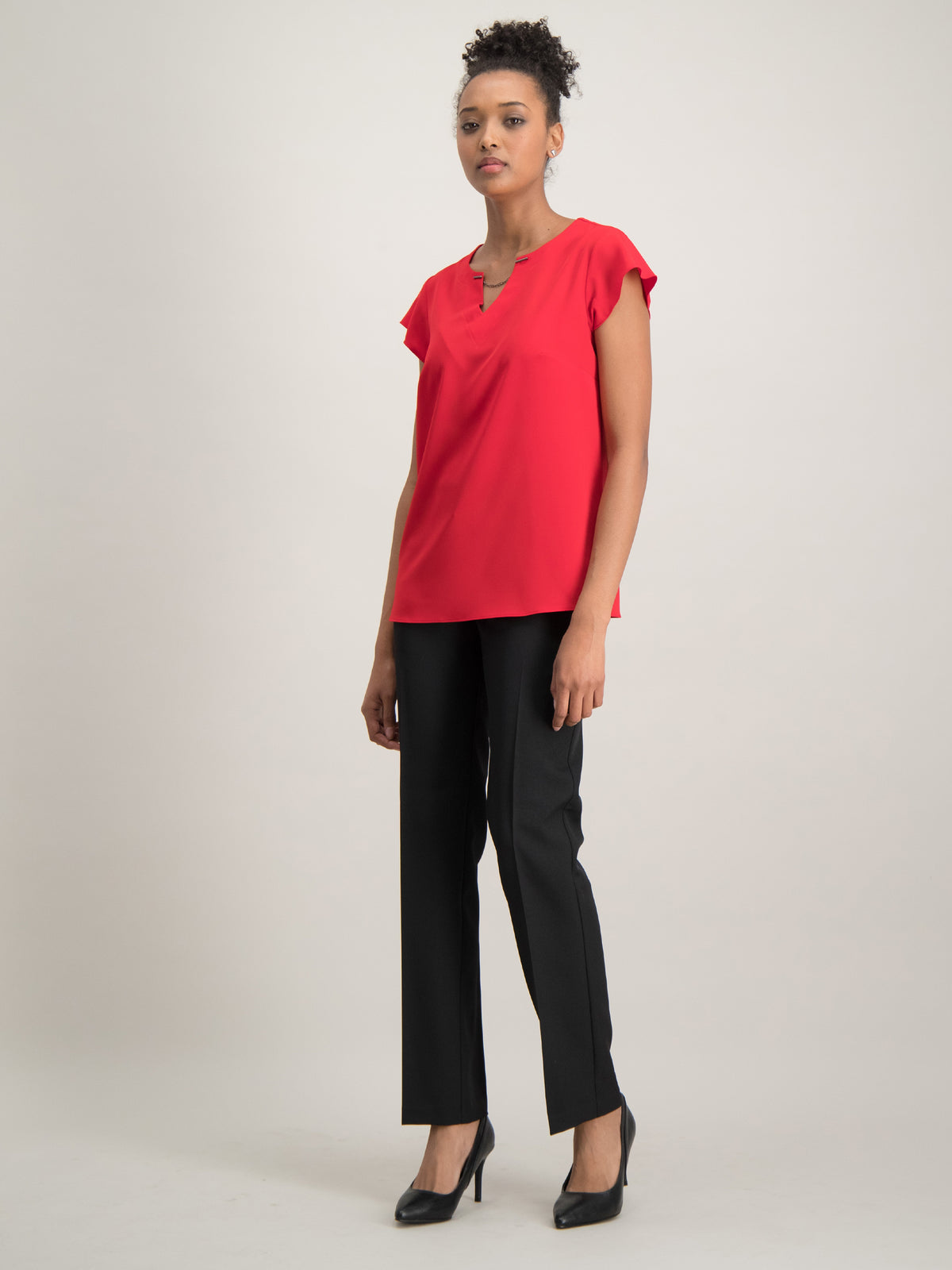 Misty cap sleeve blouse - red