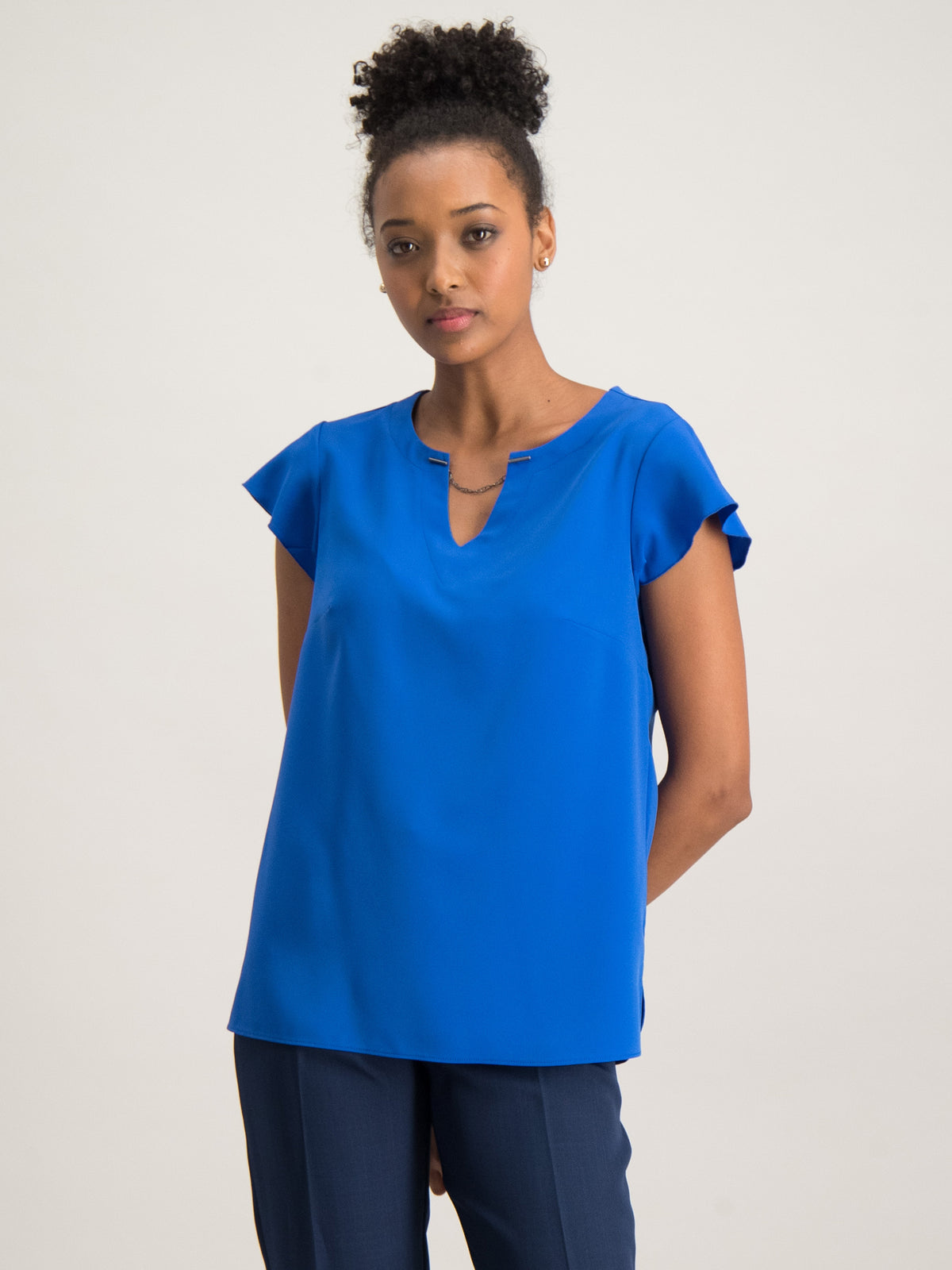 Misty cap sleeve blouse - bright blue