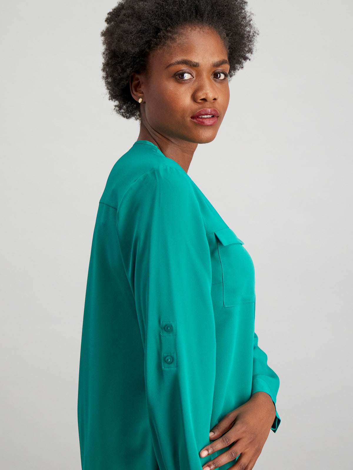 Sabrina zipped neckline blouse-green