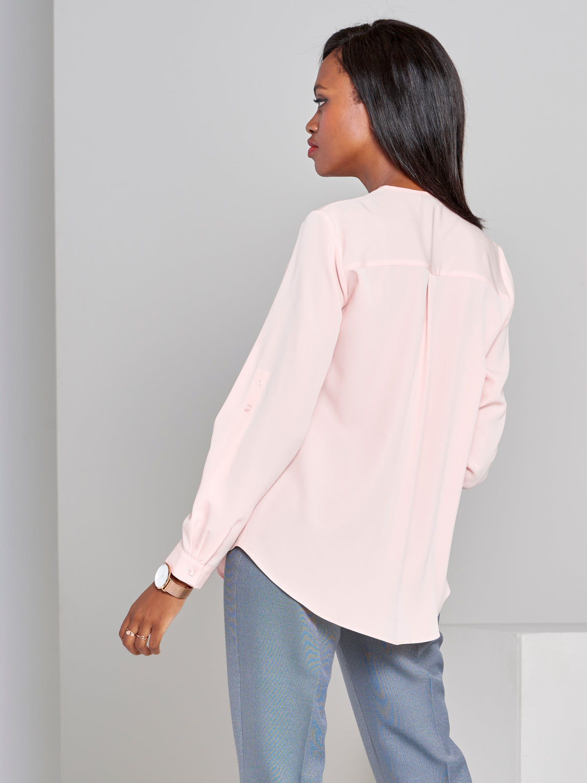 Sabrina zipped neckline blouse - pastel pink