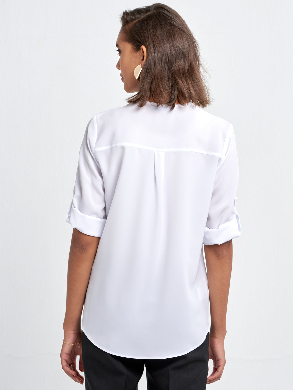 Sabrina zipped neckline blouse-white