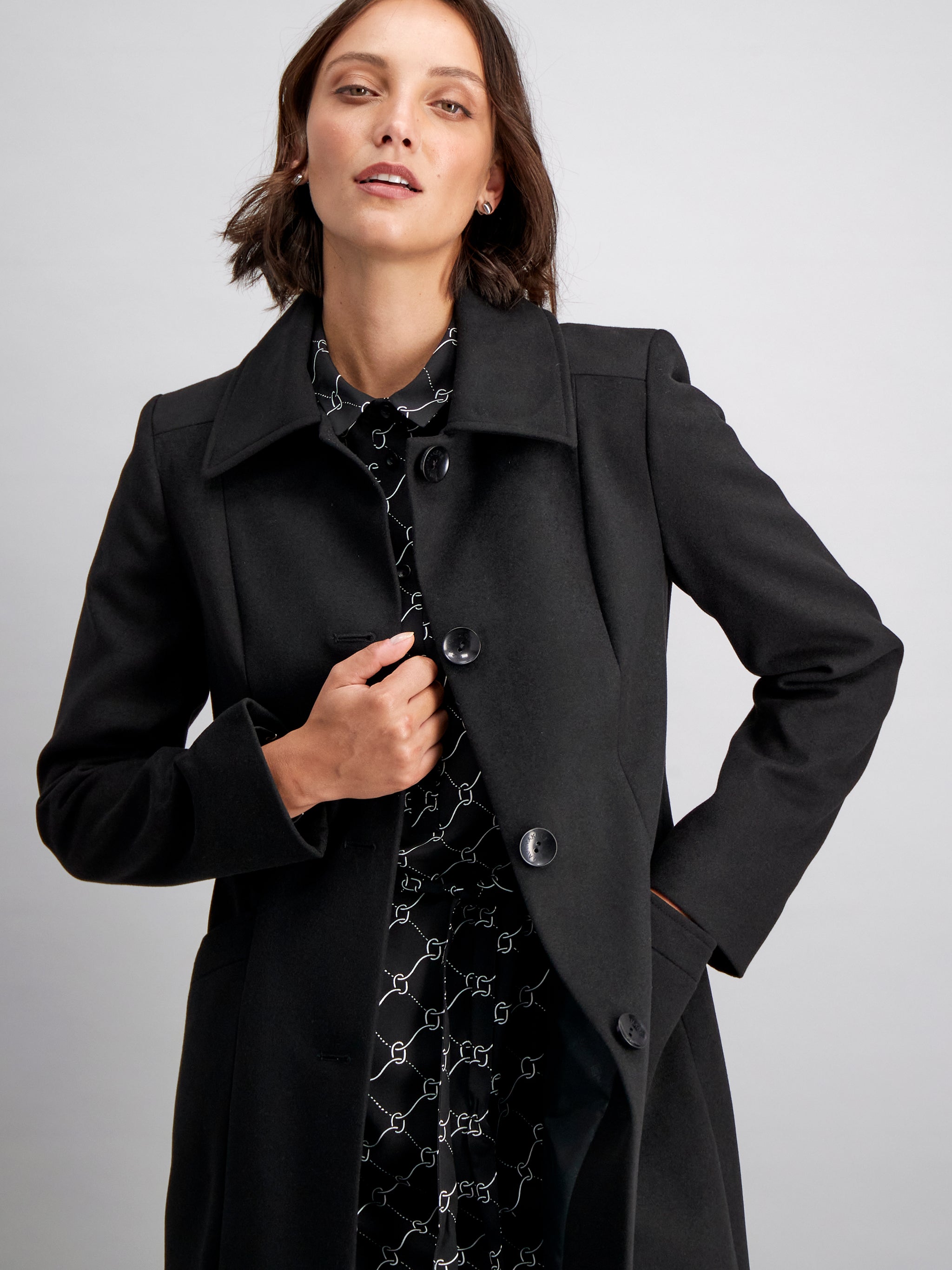 Lynn classic melton coat black Imagemakers Pty Ltd Trading as ImNow