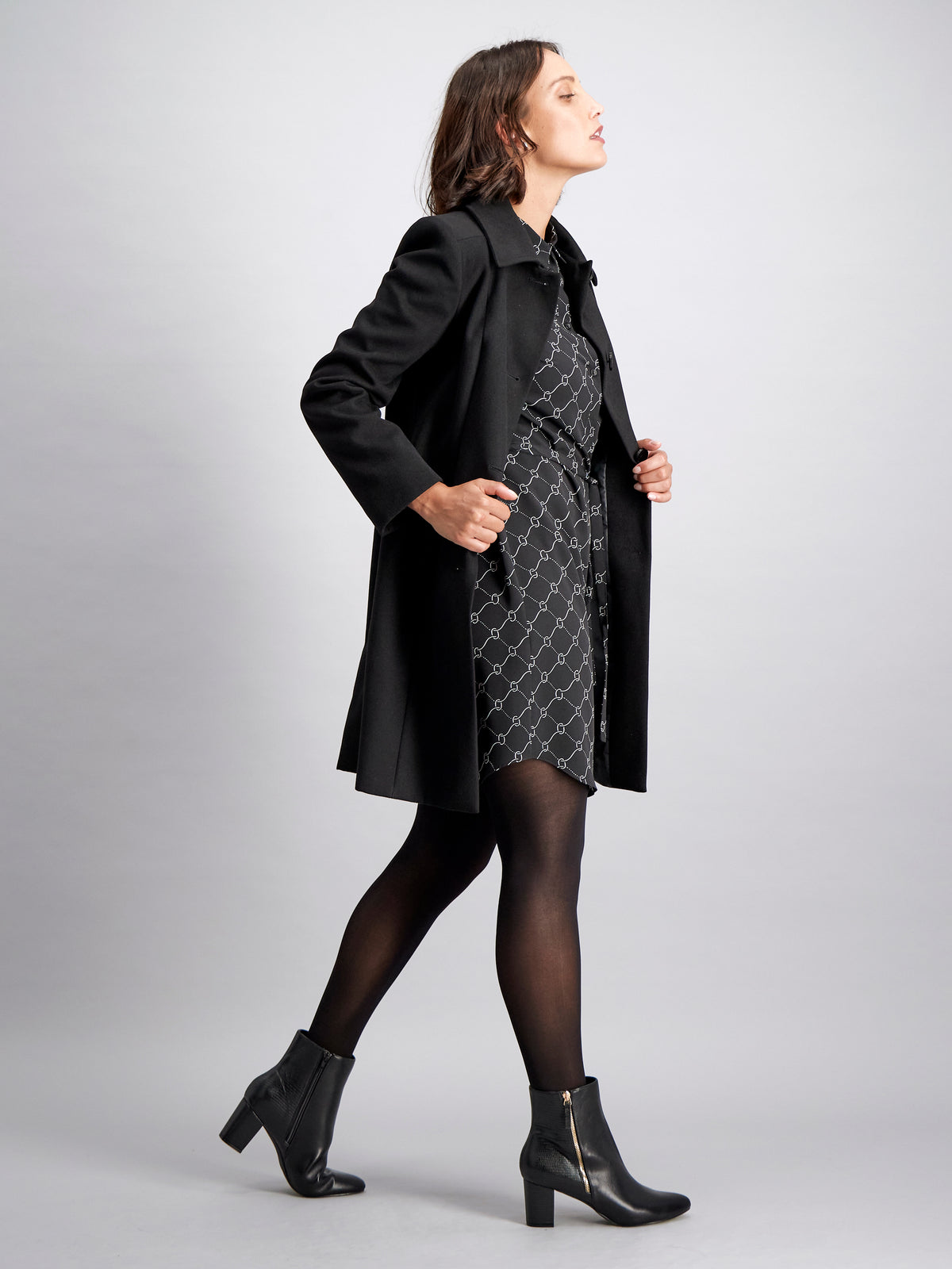 Lynn classic melton coat - black