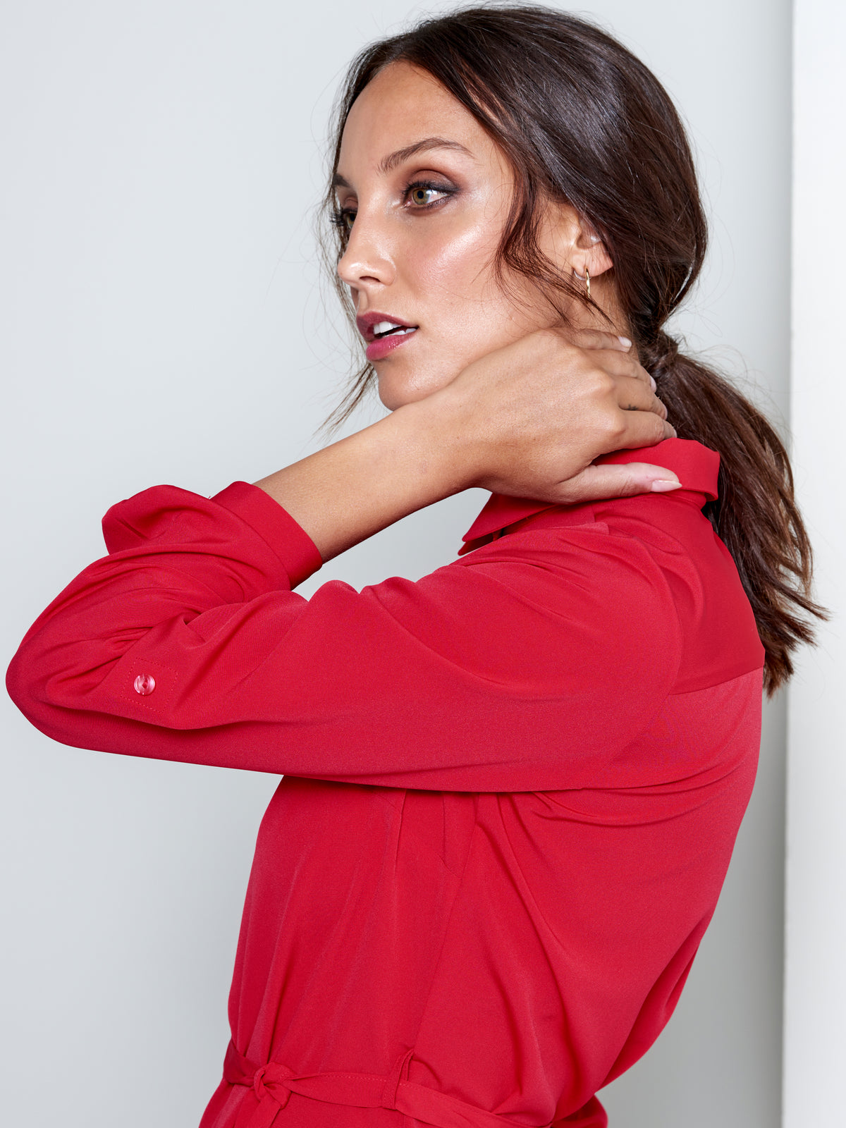 Claudia shirt dress - red