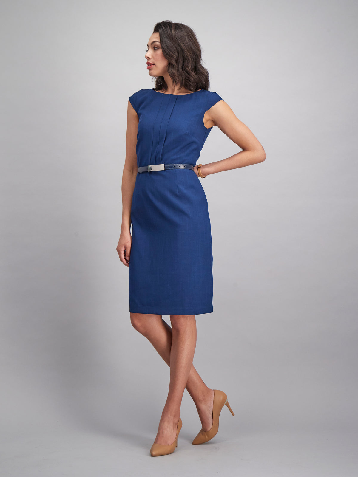 Rebecca cap sleeve midi dress- light blue