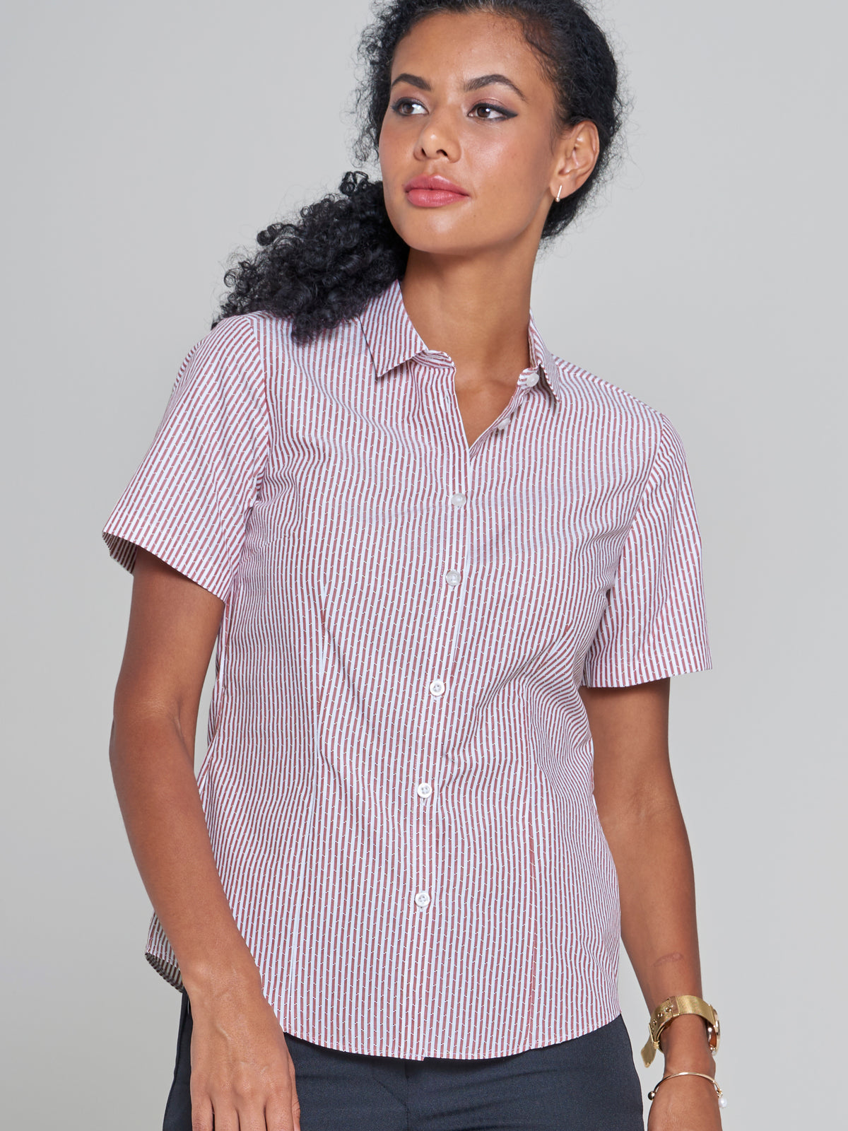Kerry cotton shirt - red stripe