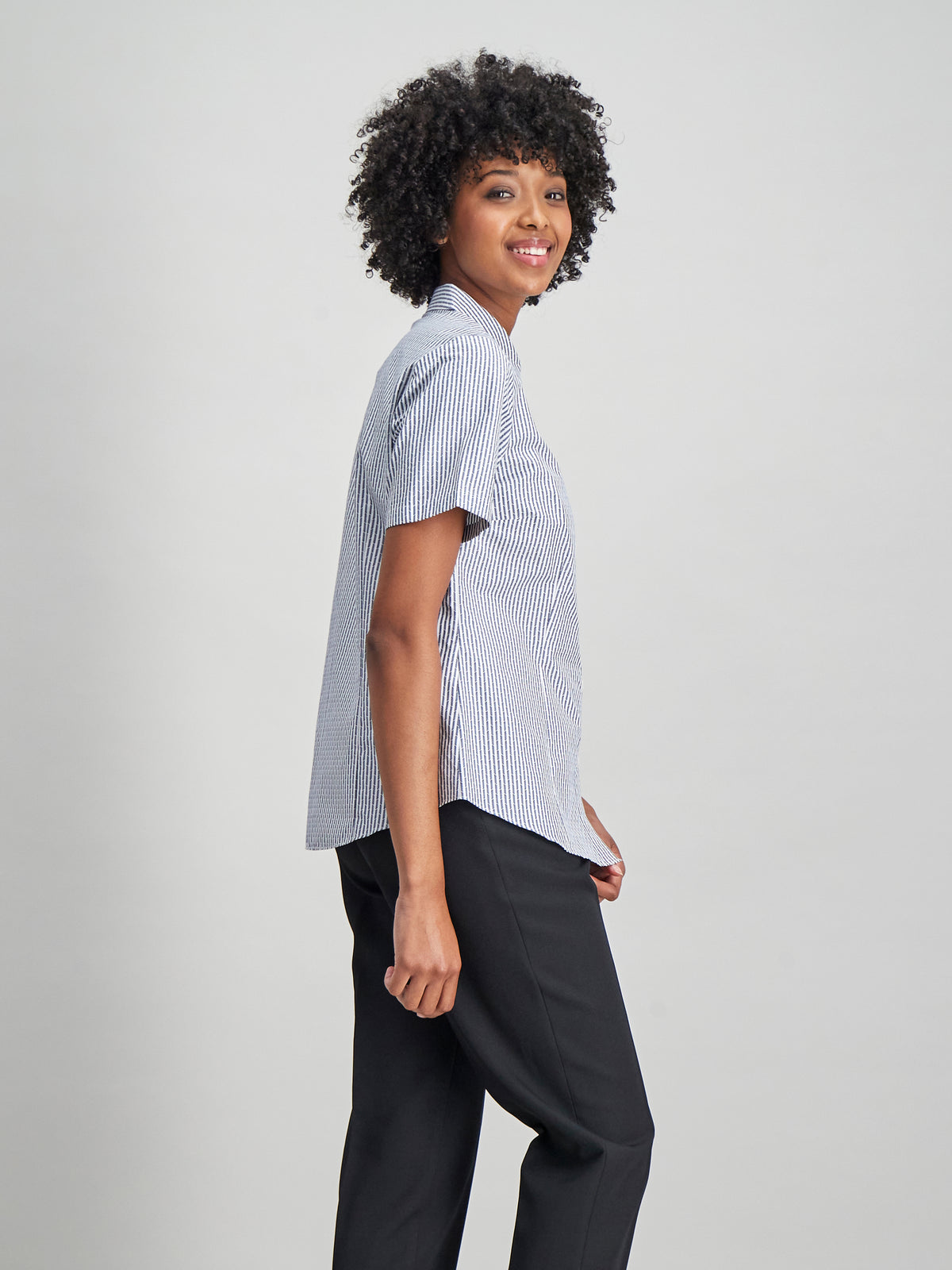 Kerry cotton shirt - blk stripe