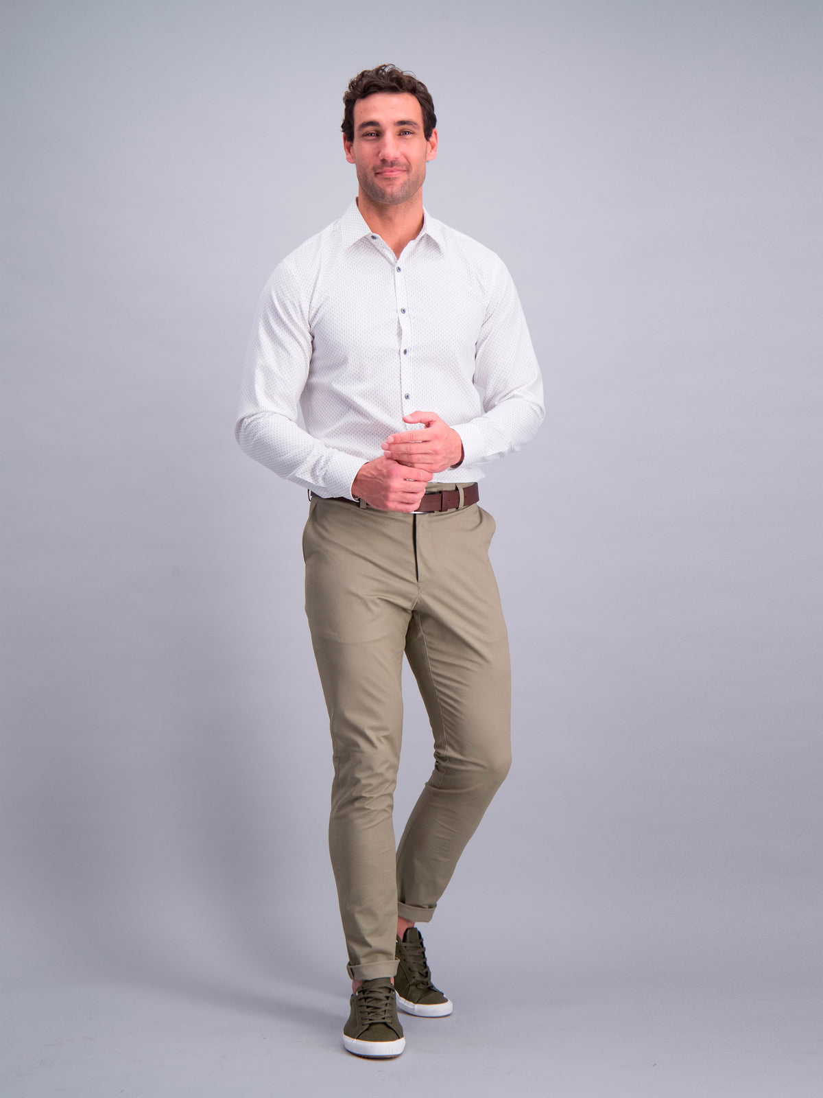 Andrew flat front slim fit chinos - olive