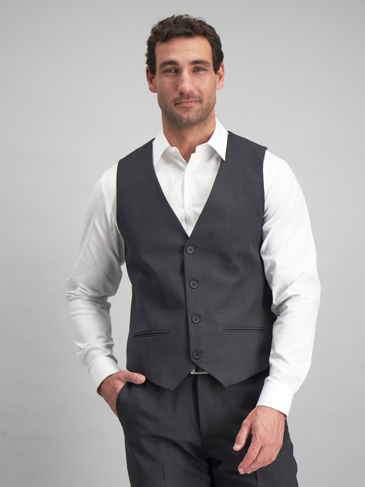 Jacob regular fit waistcoat  - dark charcoal