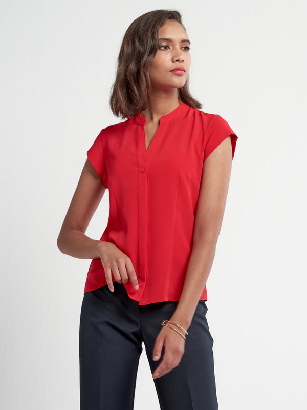 Zodwa mandarin collar blouse - red - Imagemakers (Pty) Ltd Trading as Imnow